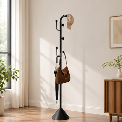 Freestanding Hall Tree Coat Rack, 6 Hook Coat Rack, Space Saving for Hallway and Entryway