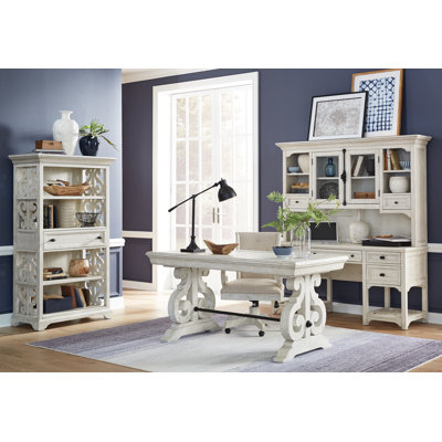 Bureau avec support d'imprimante et bibliothèque