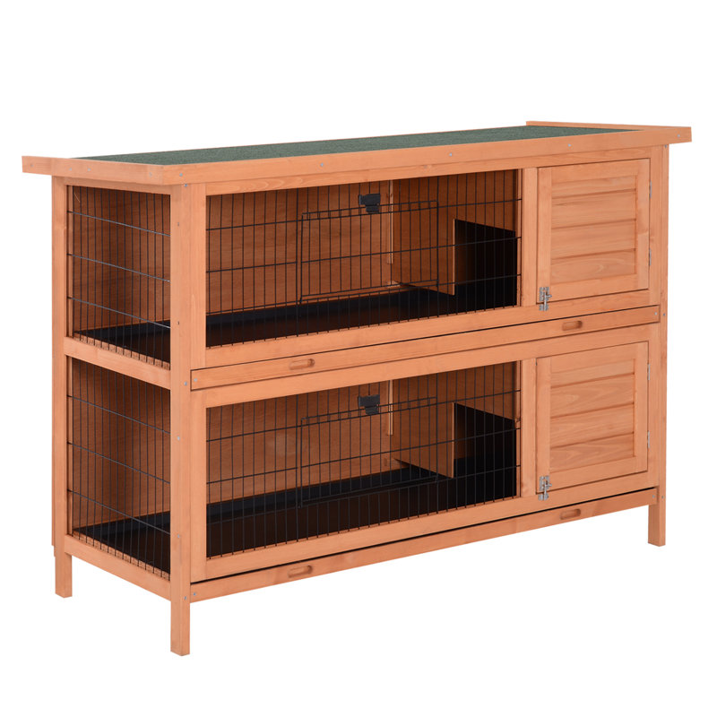 Rabbit Hutch with NoLeak Trays Divider 136 x 50 x 93cm Orange