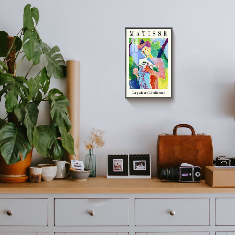 "Femme dans un manteau mauve", reproduction d'art encadrée sur toile par Henri Matisse, L 12 po x H 16 po, Noir