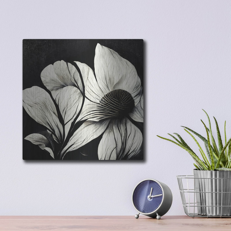 «Flowers Black White 30» par Ray Heere, H 12 po x l 12 po
