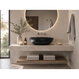 Vast Studio Black Iron/Black  Vessel Sink – Oval Countertop Basin with Smooth White Interior, Metallic Luxury Finish & Modern Spa-Inspired Sculpted Design
