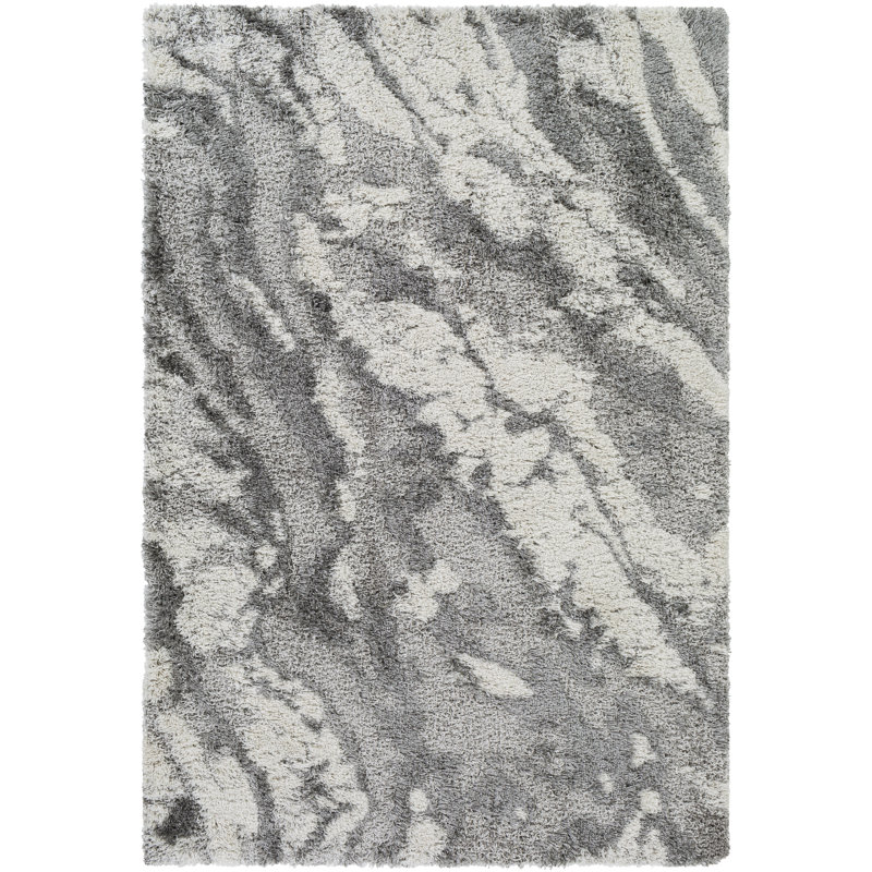 Tapis abstrait gris / blanc cassé Dittman, Rectangle 7 pi 10 po x 10 pi