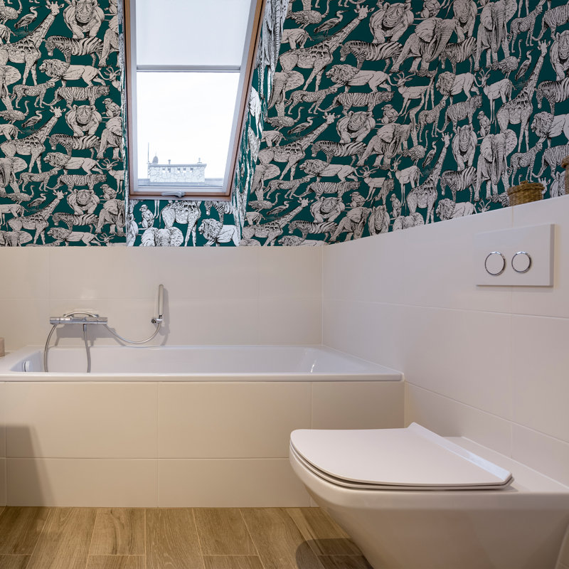 Superfresco Easy Ochre Jungle Animals Wallpaper, Green 