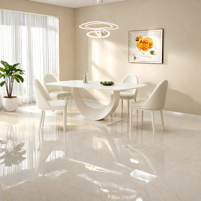 Table rectangulaire crème blanc crème