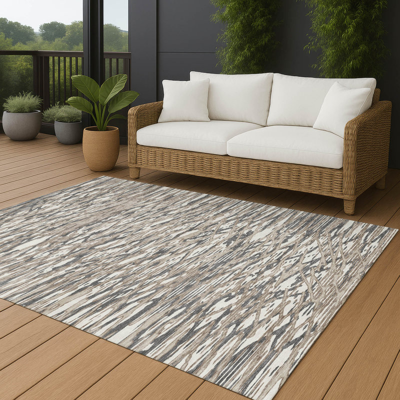 Machine Washable Indoor/Outdoor Chantille ACN2771 Modern Rug, Taupe, 5' x 7'6"