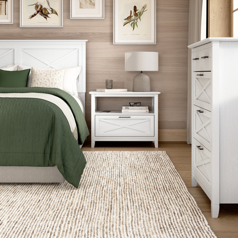 65W Full/Queen Headboard With Set Of 2 Nightstands, Bedroom Furniture, White