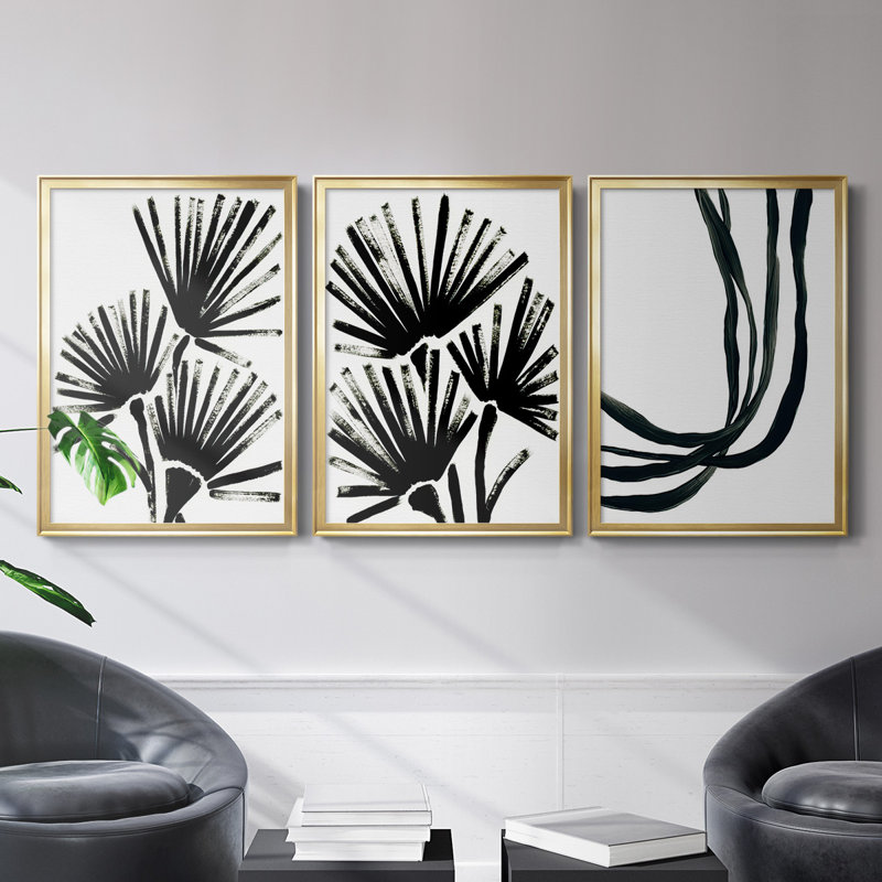 «Fan Brush I», toile encadrée de qualité supérieure - prête à être accrochée, Cadre doré, H 24,5 po x l 37 po x P 2,5 po