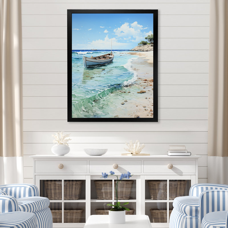 «Beach Photo Serene Shores V», reproduction d'un seul cadre photo sur toile, H 44 po x l 34 po x P 1,5 po, Noir
