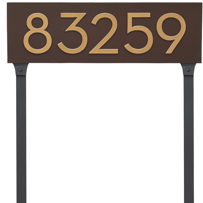 Floating 1-Line Lawn Address Sign, Roman Bronze, Gold, Yes