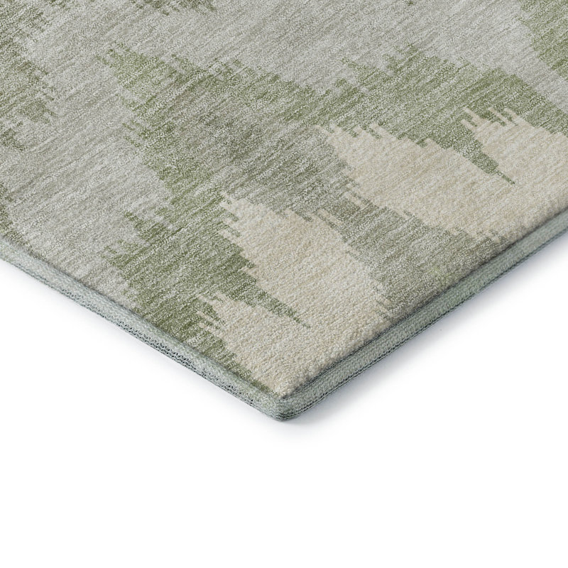 Premium Machine Washable Prisco Aloe Rug, Rectangle 1'8" x 2'6"