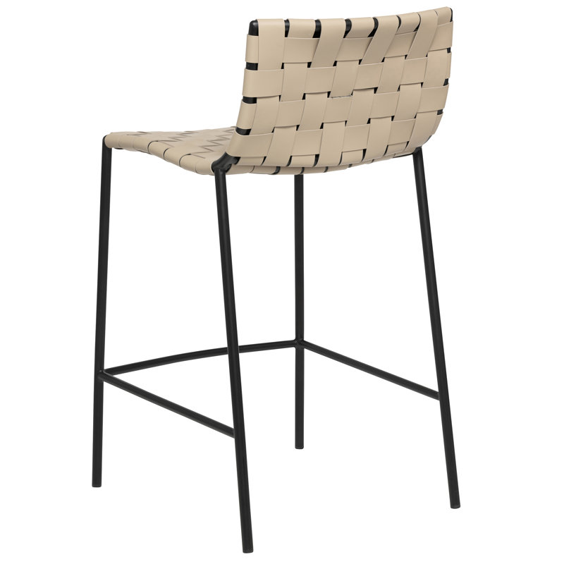 Laimonas Upholstered Counter Stool with Metal Frame, Sand, Counter Stool (25.5" Seat Height)