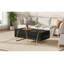 Table basse rectangulaire moderne ultrabrillante pour le salon avec rangement et base dorée, 4 tiroirs, 47,2 po
