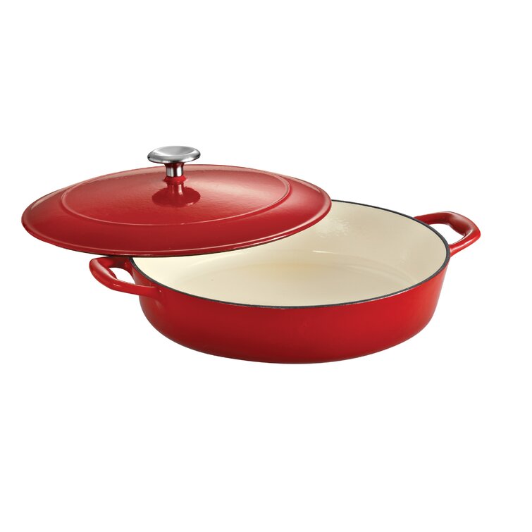 3.5 Qt Enameled Cast-Iron Round Dutch Oven - Gradated Red - Tramontina US
