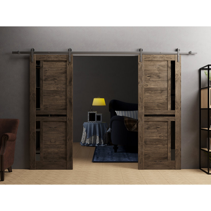 Double porte de grange en verre givré robuste Veregio, 84 po x 84 po