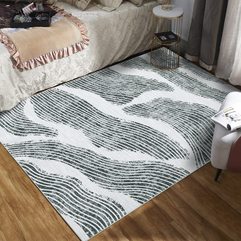 Tapis moderne lavable moderne 9 x 12 grand tapis de salle à manger doux sans perte de poids