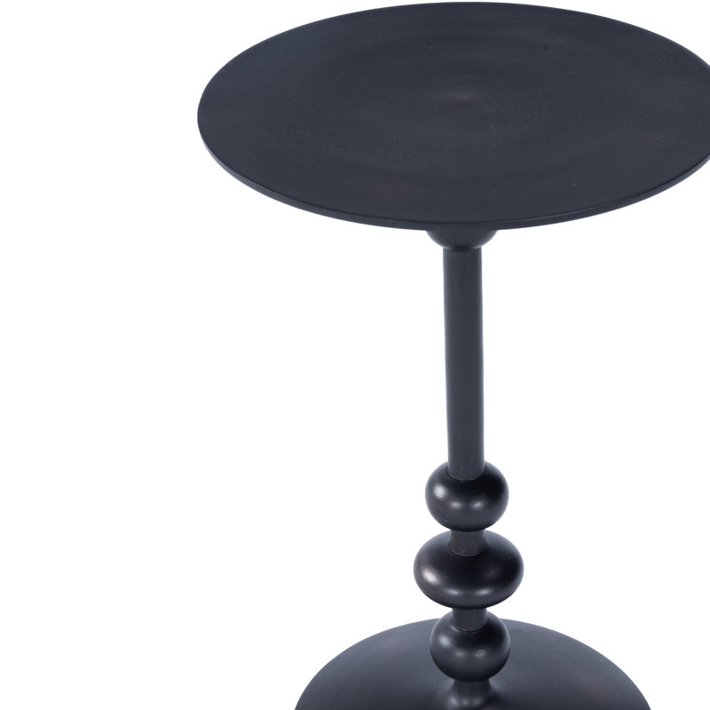 Zora Distressed Iron Pedestal Side Table, Matte Black