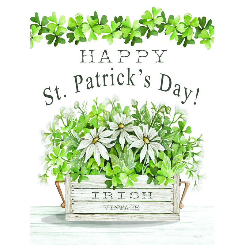 «Happy St. Patrick's Day Flowers», reproduction sur toile tendue, H 40 po x l 30 po