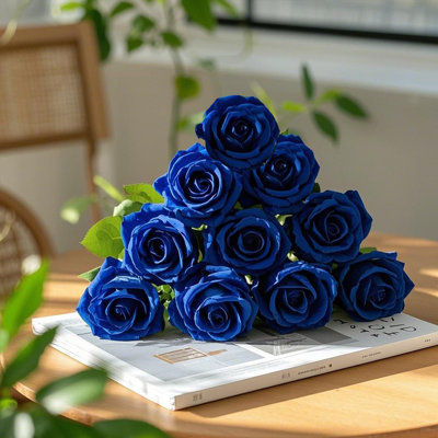 10PCS Artificial Silk Flowers Realistic Roses Bouquet Long Stem for Home Wedding Decoration Party