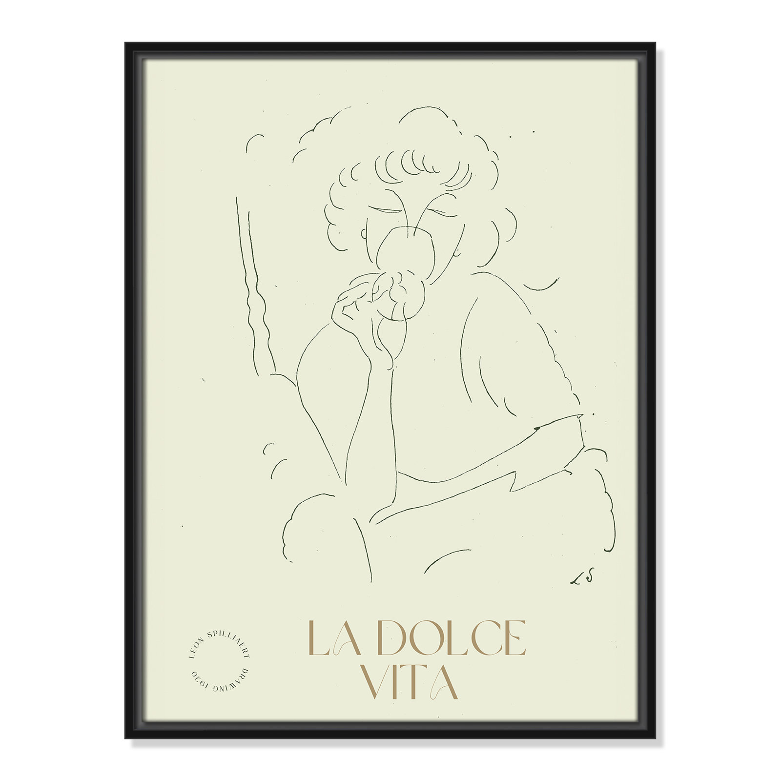Dottie "La Dolce Vita" Print, 25.5" H x 19.5" W, Black