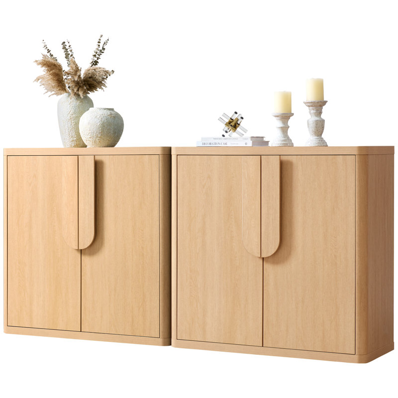 Ann 62.28''Sideboard Buffet Cabinet With 4 Minimalist Doors And Adjustable Shelves, Natural Oak, Natural