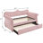 Twin Size Daybed With Pink Upholstery And Trundle, Contemporary Bedroom Desirable Option, Velvet Fabric, Classy Rolled Arms Upholstered Appealing Quality, Soft Upholstery, Graceful Arm Trim