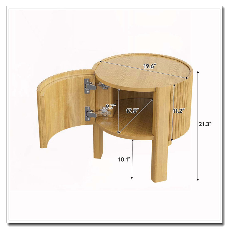 Table d'appoint ronde cannelée avec rangement