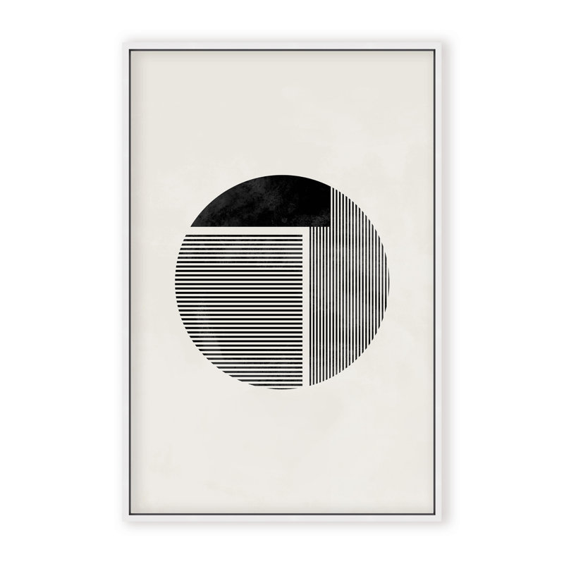 Abstract Minimalist Round by  - Picture Frame Painting on Paper, Framed Canvas, 24" H x 16" W x 2.375" D, White