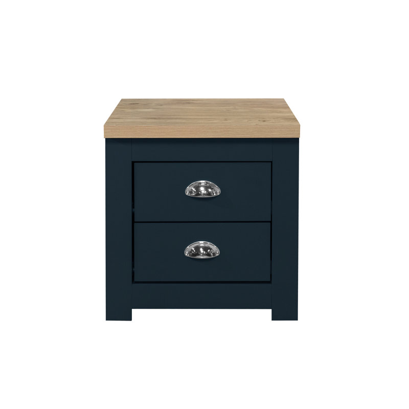 Napanoch 2 Drawer Bedside Table, Navy Blue