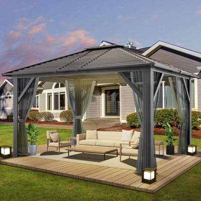 12 Ft. W x 10 Ft. D Patio Hardtop Aluminum Frame Gazebo -  COVERONICS, CO-DA007-5