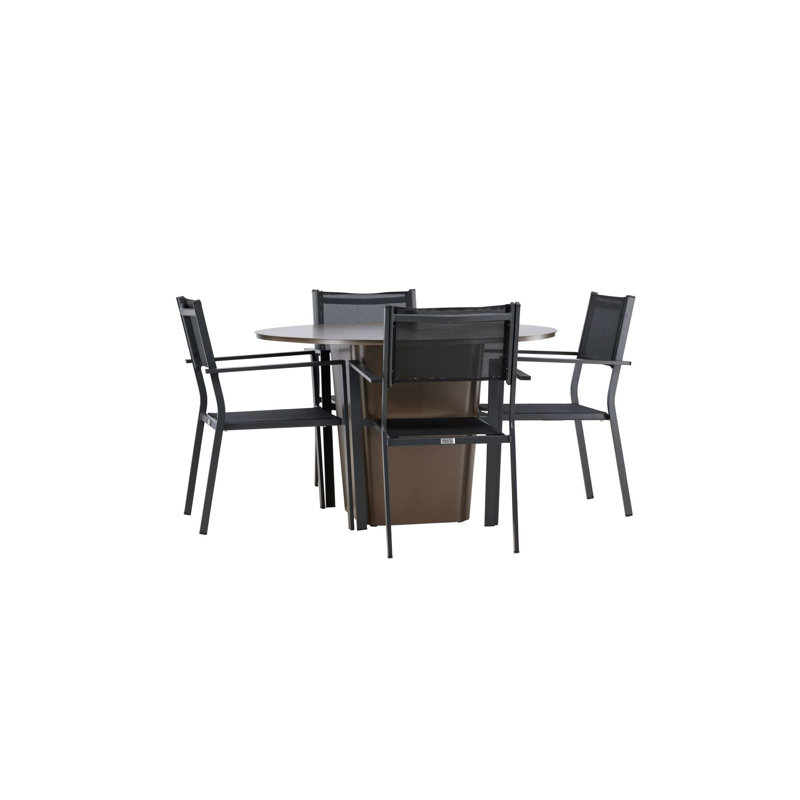 Kluesner 4 - Person Patio Dining Set with Round Table, Black