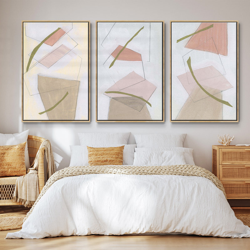 Nude Gold Shapes I 3 pièces, H 40 po x l 78 po, Naturel