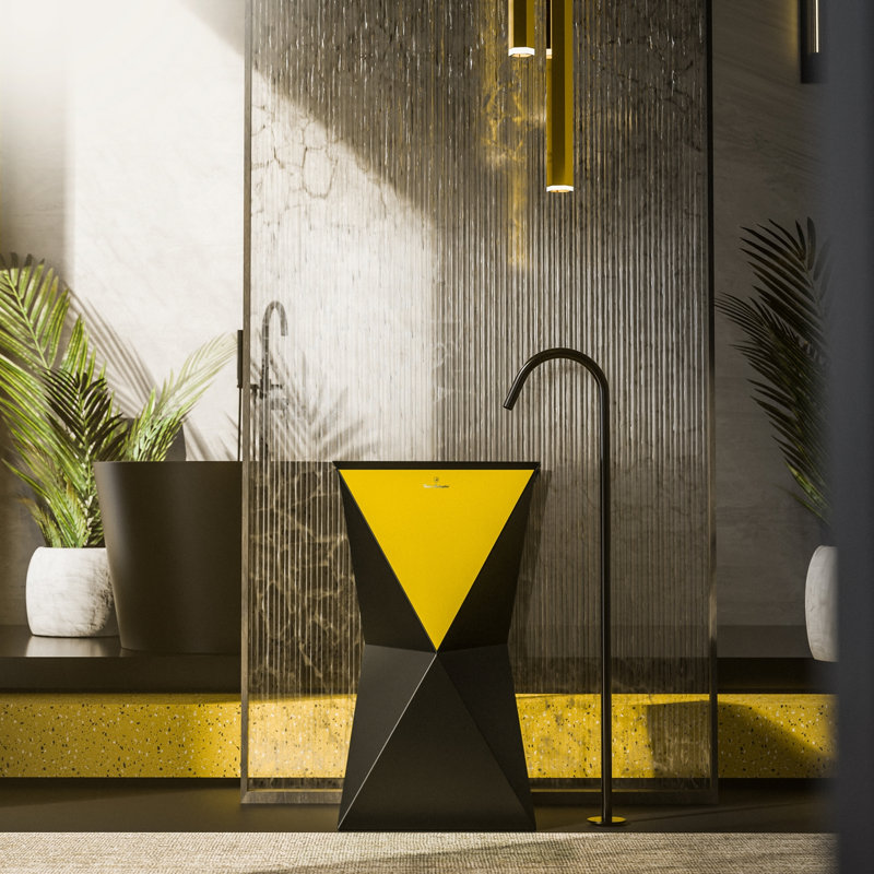 Rayna by Tonino Lamborghini Freestanding Sink, Black Mat / Rosa Sahara