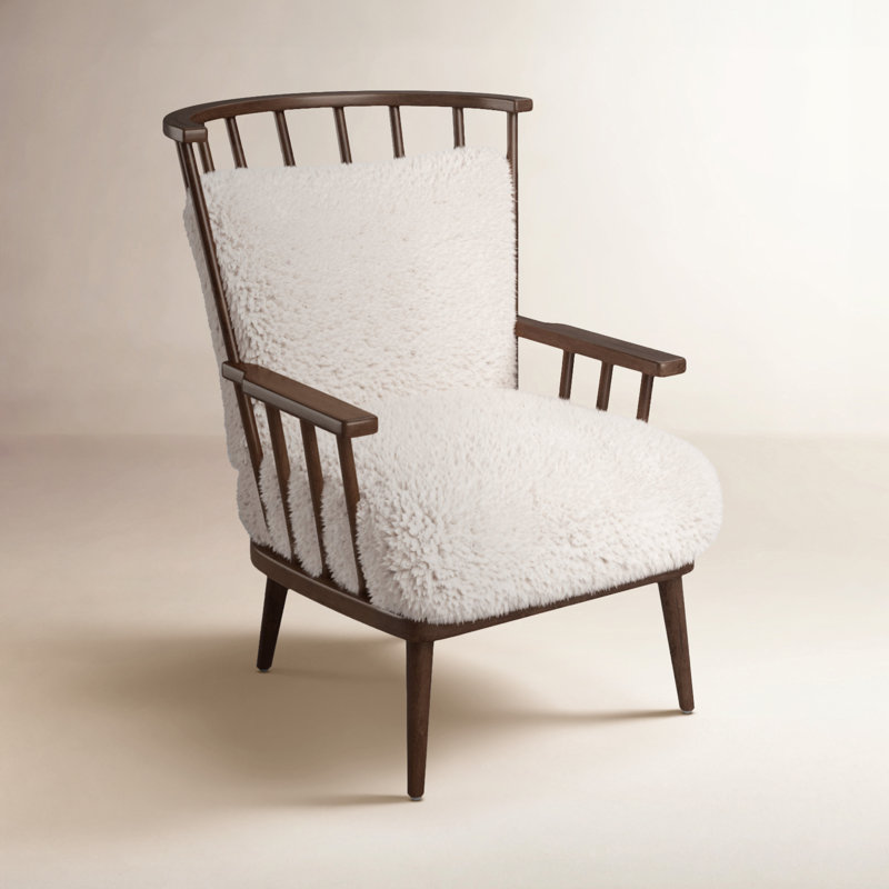 Graham Chair-Andes Natural, White Faux Fur