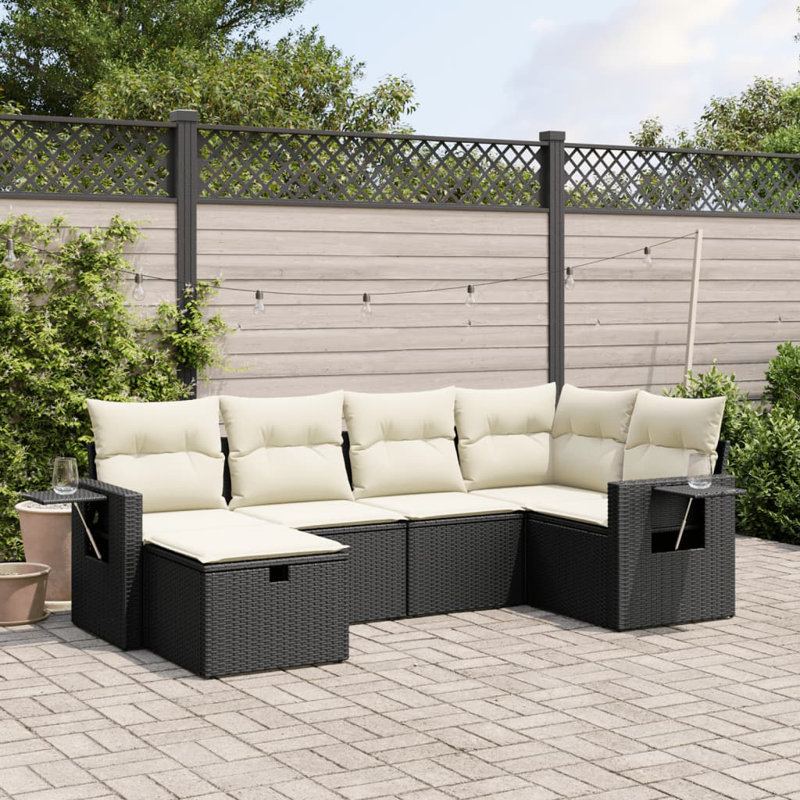 Ensemble de canapé de jardin en rotin de polyester Vidaxl, acier thermolaqué grand