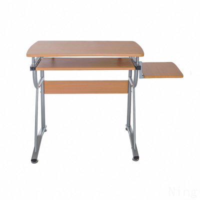 Compact Computer Desk With Side Shelf And Keyboard Panel, Cherry