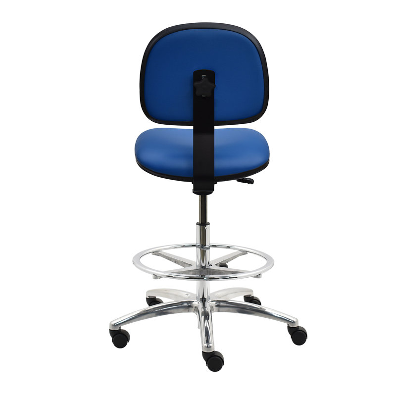 Luiza Vinyl Drafting Chair, Bleu