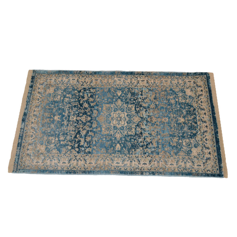 MACHINE MADE POLYESTER AREA RUGS - Rectangle | Blue Color, Classic Oriental Traditional  Design, Low Pile Machine Made Area Rugs for Living Room, Bed Room