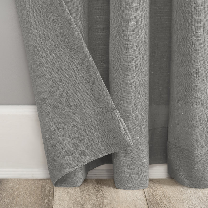 Panneau de rideau semi-diaphane avec œillets Akari, Gris, L 52 po x L 95 po