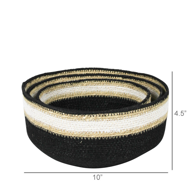 Bowls, Seagrass, Set Of 3 Sm: 8X8x4, Med: 9X9x4.25, Lrg: 10X10x4.5