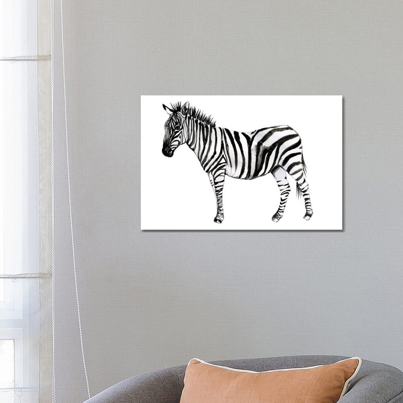 Standing Zebra II by Jennifer Goldberger - Wrapped Canvas Gallery-Wrapped Canvas Giclée, 66.04 cm H x 45.72 cm W x 3.175 cm D