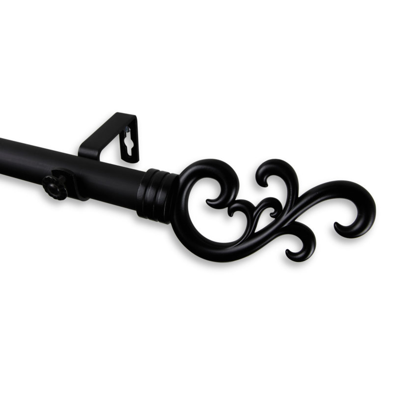 Tringle à rideaux simple Mcfarren, Noir, l 66 à 120 po