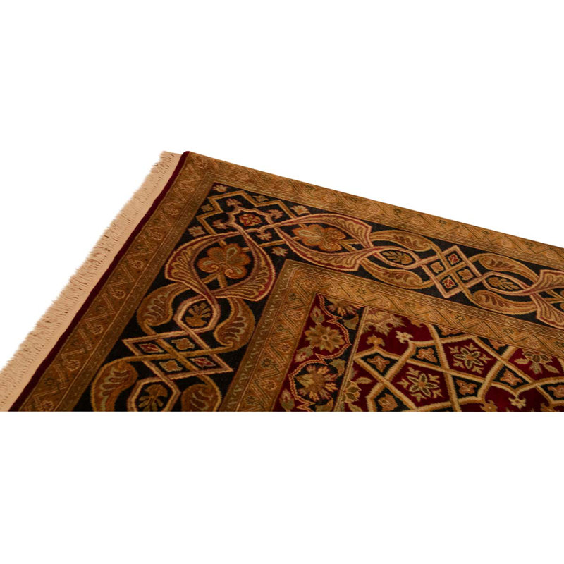 Tapis brun / noir noué à la main de conception unique 9 pi x 11 pi 10 po
