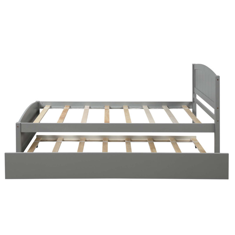 Platform Bed With Trundle, Gray