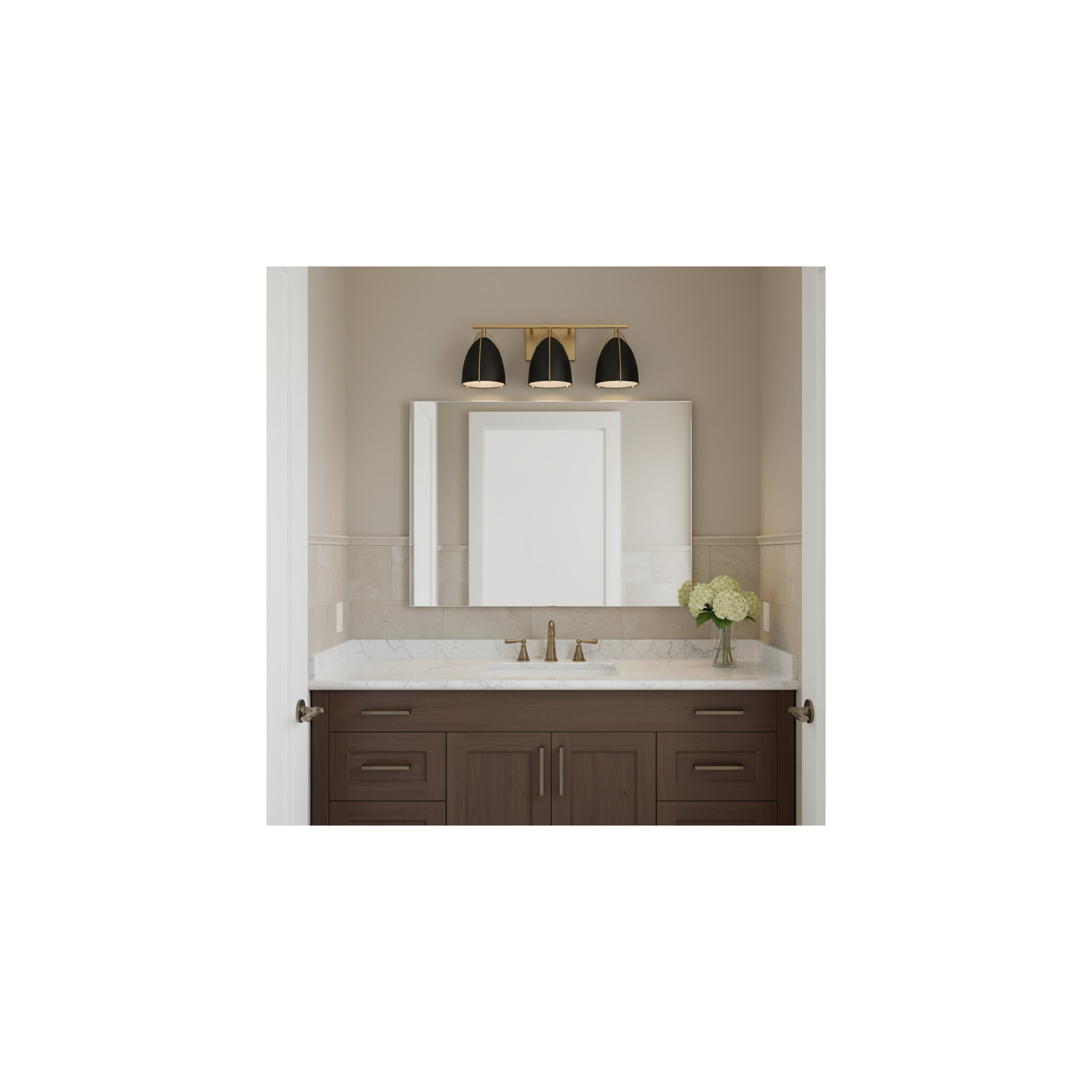 Noel 3 Light Dimmable Vanity Light, Satin Brass, No