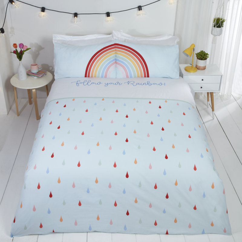 Rainbow Duvet Cover Set with Pillowcases, Kingsize Duvet Cover + 2 Standard Pillowcases