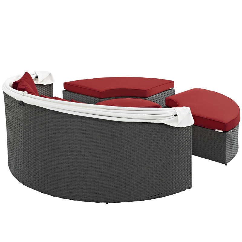 Modway Stopover Outdoor Patio Sunbrella Daybed, Canvas Jockey Red Sunbrella® Canvas