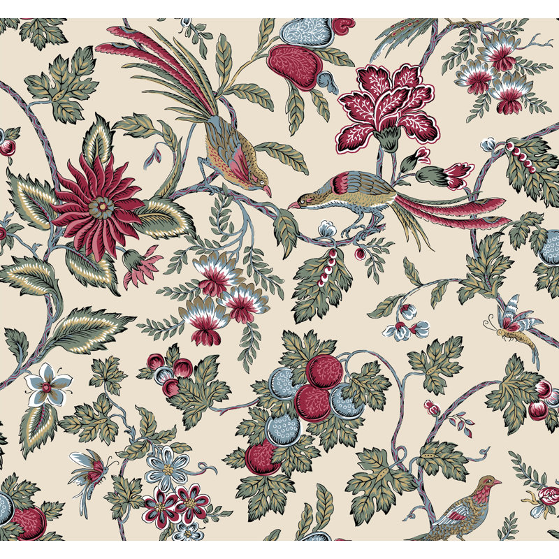 Parterre Raspberry Jacobean Wallpaper, Purple