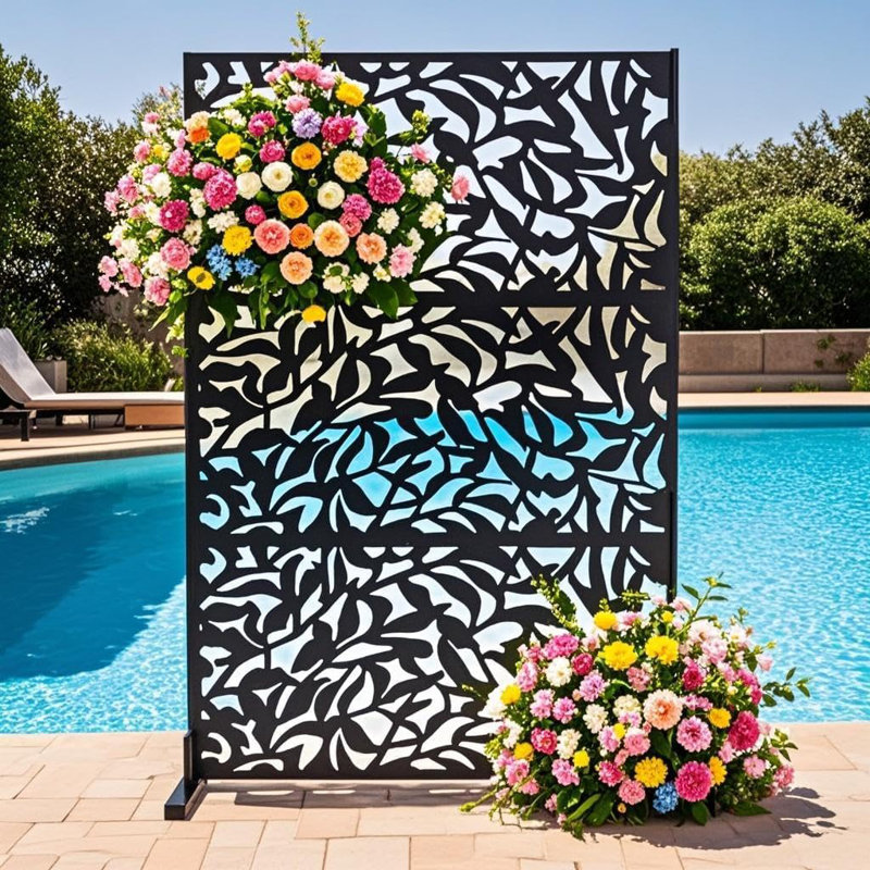 Ensemble de 3 écrans d'intimité 72 po x 47 po, cloison de séparation autoportante en métal pour patio, balcon et jardin