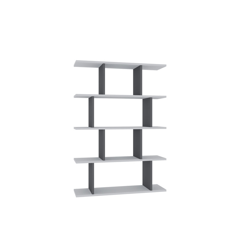 Alyson Standard Bookcase, White/Anthracite, 127.4 H x 90 W x 25 D cm